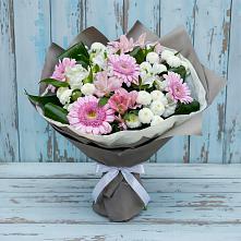 Букет цветов из:  Герберы, Альстромерии и Хризантемы в Нее