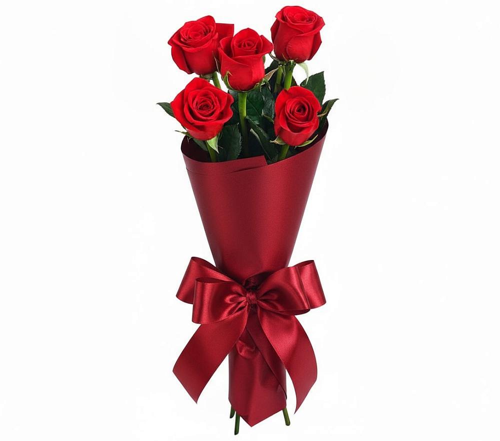 Букет 5 Красных роз Эдлесс Лав в Нее