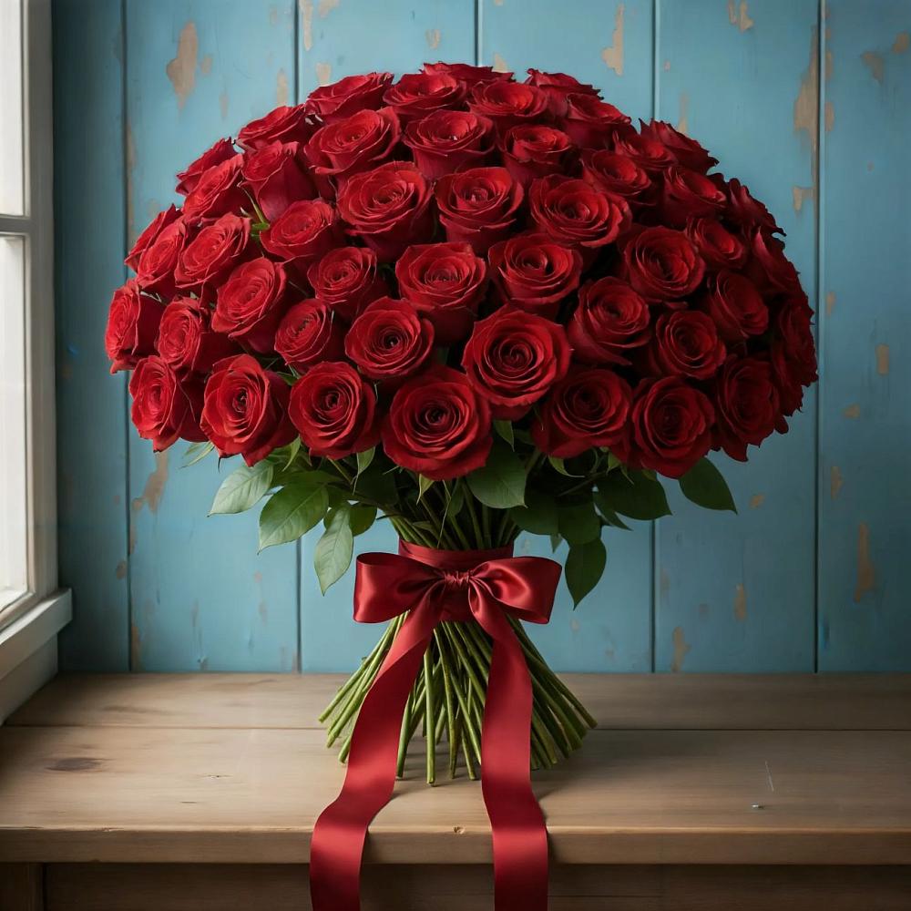 Букет Красные розы Блэк Меджик в Нее