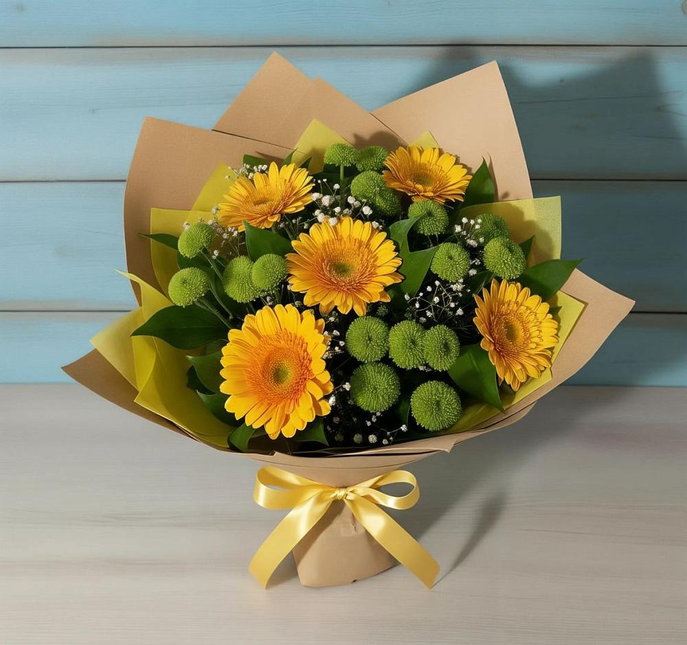 Букет цветов из: Герберы и Хризантемы в Нее