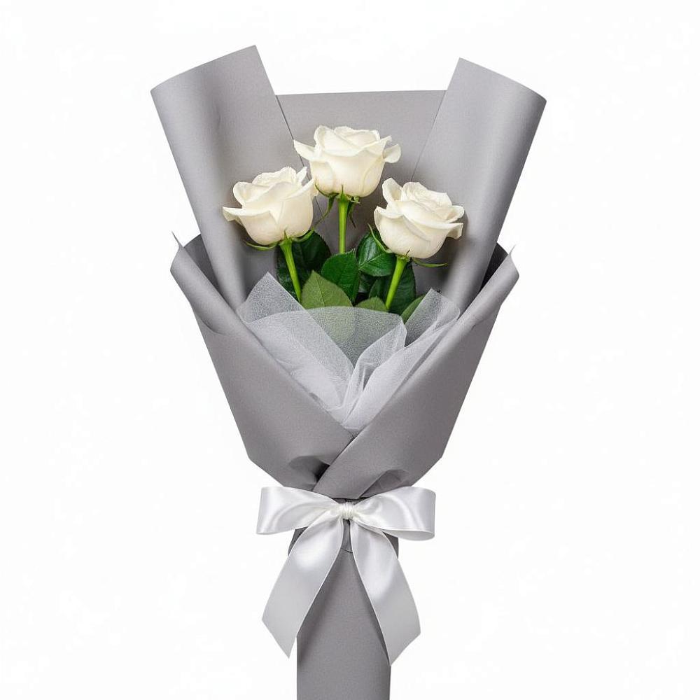 Букет 3 белые розы в Нее