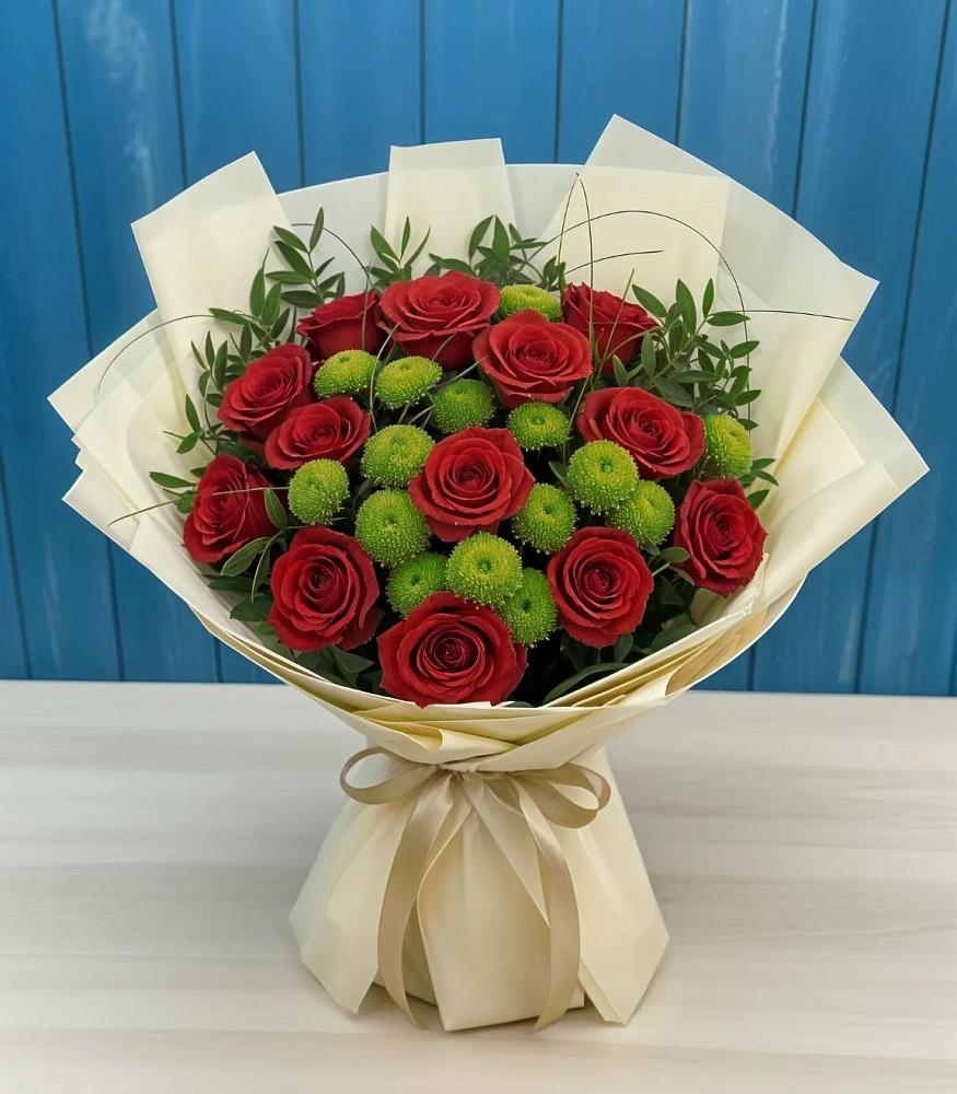 Букет цветов из: Розы и Хризантемы в Нее